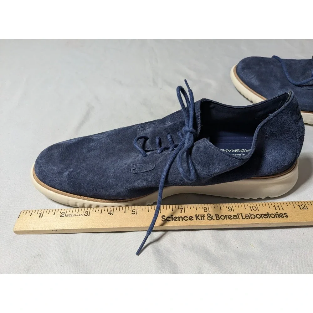 COLE HAAN 2.ZEROGRAND Men 10.5 M Plain Toe Oxford Marine Blue Suede Ivory C25237
